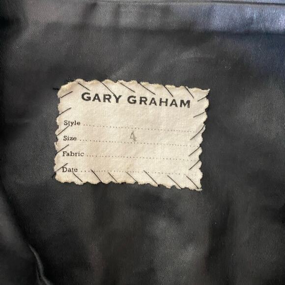 GARY GRAHAM Double Layer Faux Leather Pinstriped Black Gray Blazer Size 4 - Picture 10 of 14